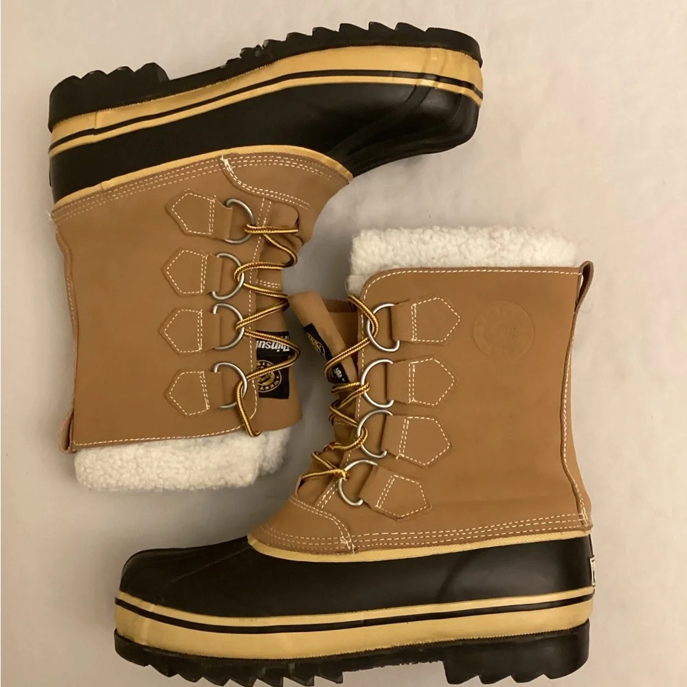 Western Chief Men’s Snow Rain Insulated Boots Tan Lace Up Thinsulate Size 8